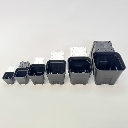 (新)プレステラ120標準鉢(浅型鉢)-(硬質スリットポット4号)-黒[四角]●＠多肉植物・塊根植物・バラ鉢・果樹鉢・アガベ[254GB]の画像