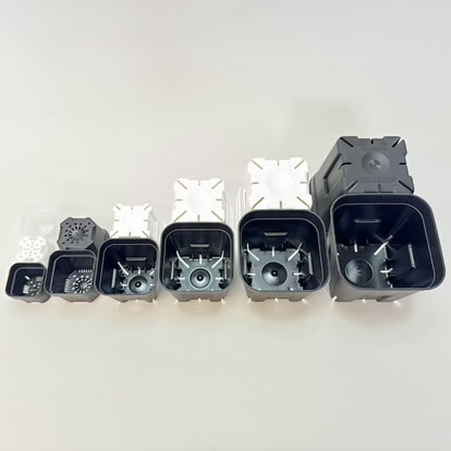 (新)プレステラ120標準鉢(浅型鉢)-(硬質スリットポット4号)-黒[四角]●＠多肉植物・塊根植物・バラ鉢・果樹鉢・アガベ[254GB]の画像