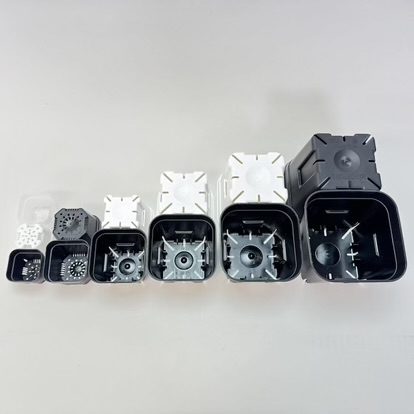 (新)プレステラ120標準鉢(浅型鉢)-(硬質スリットポット4号)-黒[四角]●＠多肉植物・塊根植物・バラ鉢・果樹鉢・アガベ[254GB]の画像