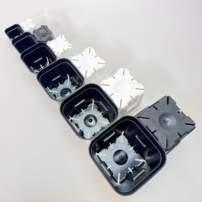 (新)プレステラ120標準鉢(浅型鉢)-(硬質スリットポット4号)-黒[四角]●＠多肉植物・塊根植物・バラ鉢・果樹鉢・アガベ[254GB]の画像