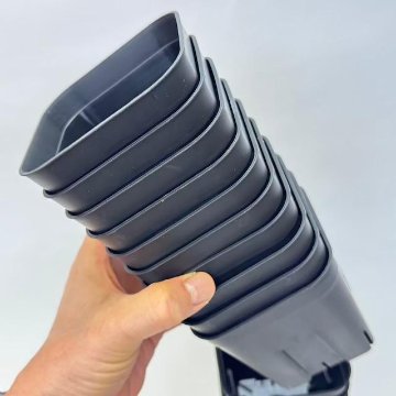 (新)プレステラ120標準鉢(浅型鉢)-(硬質スリットポット4号)-黒[四角]●＠多肉植物・塊根植物・バラ鉢・果樹鉢・アガベ[254GB]の画像