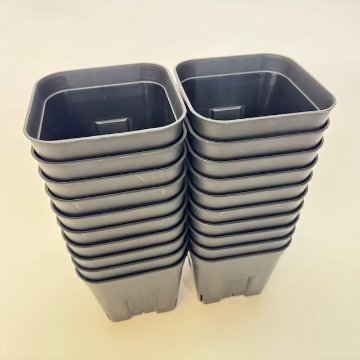 (新)プレステラ120標準鉢(浅型鉢)-(硬質スリットポット4号)-黒[四角]●＠多肉植物・塊根植物・バラ鉢・果樹鉢・アガベ[254GB]の画像