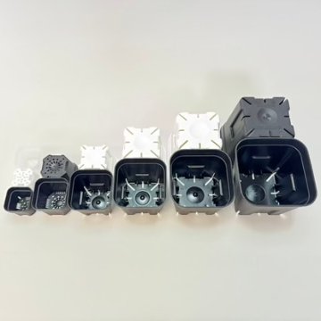 (新)プレステラ120標準鉢(浅型鉢)-(硬質スリットポット4号)-黒[四角]●＠多肉植物・塊根植物・バラ鉢・果樹鉢・アガベ[254GB]の画像