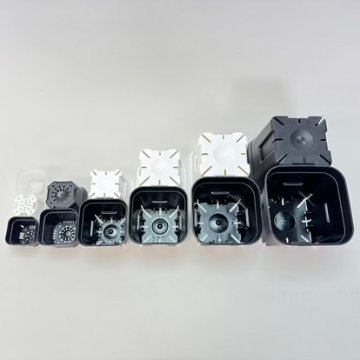 (新)プレステラ120標準鉢(浅型鉢)-(硬質スリットポット4号)-黒[四角]●＠多肉植物・塊根植物・バラ鉢・果樹鉢・アガベ[254GB]の画像