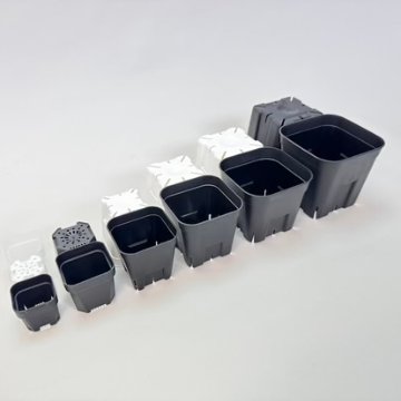 (新)プレステラ120標準鉢(浅型鉢)-(硬質スリットポット4号)-黒[四角]●＠多肉植物・塊根植物・バラ鉢・果樹鉢・アガベ[254GB]の画像