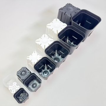 (新)プレステラ120標準鉢(浅型鉢)-(硬質スリットポット4号)-黒[四角]●＠多肉植物・塊根植物・バラ鉢・果樹鉢・アガベ[254GB]の画像