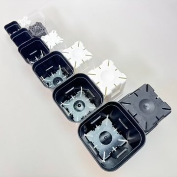 (新)プレステラ120標準鉢(浅型鉢)-(硬質スリットポット4号)-黒[四角]●＠多肉植物・塊根植物・バラ鉢・果樹鉢・アガベ[254GB]の画像