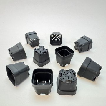 ミニプラ鉢1号・1.3号鉢対応-白色ミニトレイ-35(5×7)鉢用＋1.3号四角極小ミニスリット浅型鉢45型-黒※擦り傷テカリ有(トレイ1枚＋35鉢付きで1セット)の画像