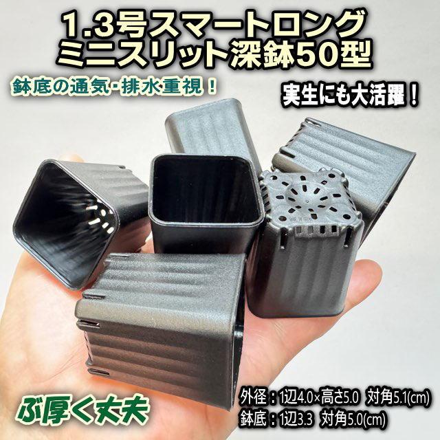 ミニプラ鉢1号・1.3号鉢対応-白色ミニトレイ-35(5×7)鉢用＋1.3号スマートロング-ミニスリット深鉢50型-黒(トレイ1枚＋35鉢付きで1セット)の画像