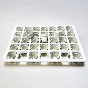 1号鉢＋ミニプラ鉢1号・1.3号鉢対応-白色ミニトレイ-35(5×7)鉢用(35鉢＋トレイ1枚付きで1セット)の画像