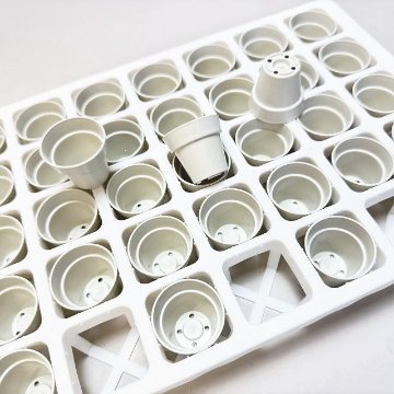 1号鉢＋ミニプラ鉢1号・1.3号鉢対応-白色ミニトレイ-35(5×7)鉢用(35鉢＋トレイ1枚付きで1セット)の画像