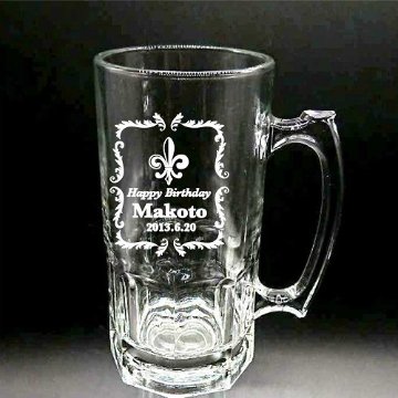 名入れ ビールジョッキ 超特大 1000ml　デザイン彫刻の画像