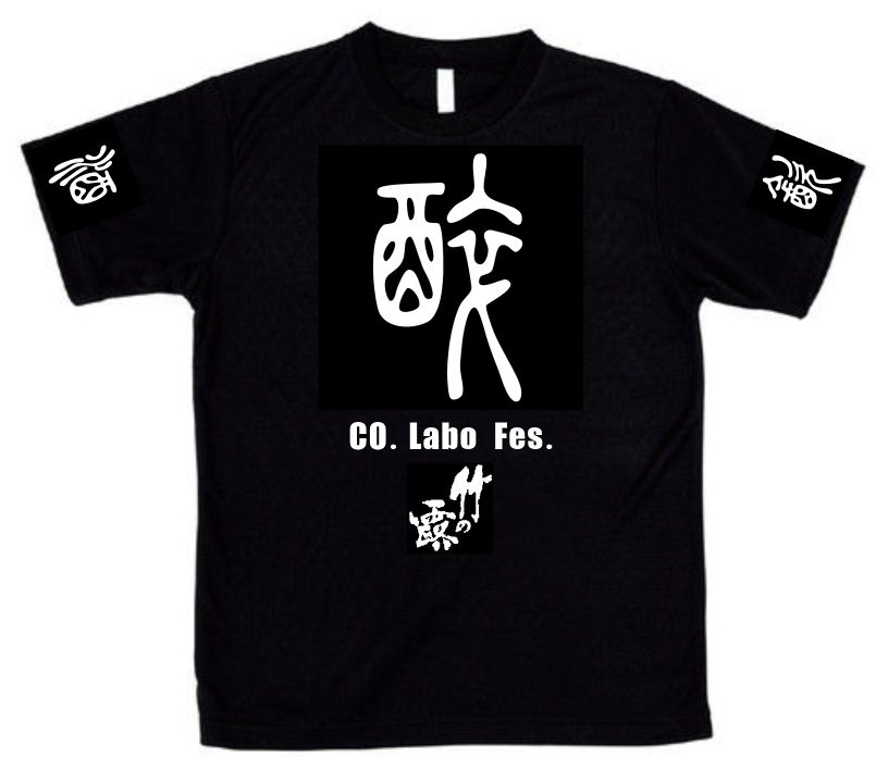 Ｔシャツ 『酒・飲・酔』篆書　リバーシブルメッシュ　黒＆ネイビー　【CO.Labo FES.2025限定グッズ】の画像