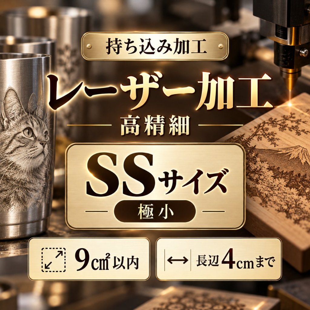 レーザー加工　持ち込み素材　写真彫刻　高精細彫刻　ＳＳサイズ　9㎠以内　長辺4cm迄の画像