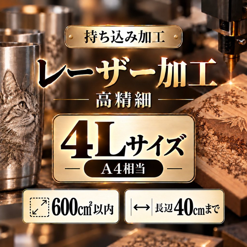 レーザー加工　持ち込み素材　写真彫刻　高精細彫刻　４Ｌサイズ　600㎠以内　長辺45cm迄の画像