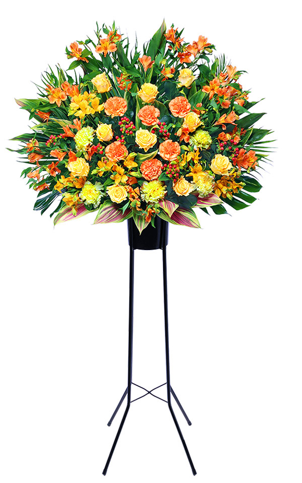 フラワースタンド・全国対応・最短翌日お届け　1段　イエロー＆オレンジ［512354］の画像