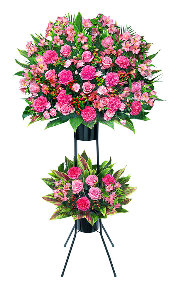 フラワースタンド・全国対応・最短翌日お届け　2段　ピンク［512361］の画像