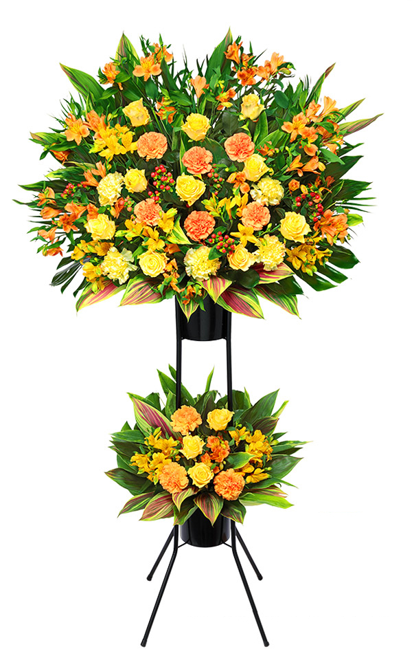 フラワースタンド・全国対応・最短翌日お届け　2段　イエロー＆オレンジ［512363］の画像