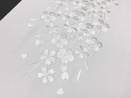 刺繍［白］しだれ桜半衿 正絹の画像