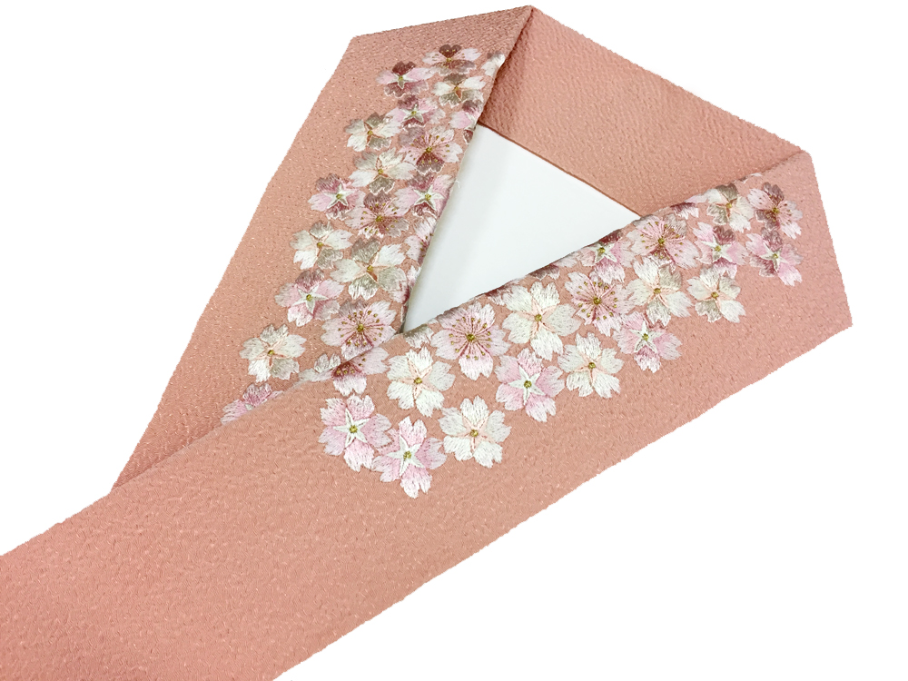 刺繍［ピンク］桜づくし柄半衿 | はんえり本舗