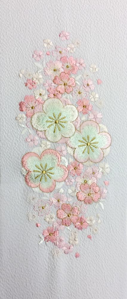 刺繍［白］大輪桜柄半衿の画像