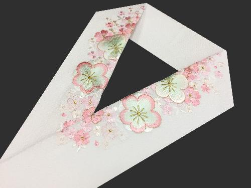 刺繍［白］大輪桜柄半衿の画像