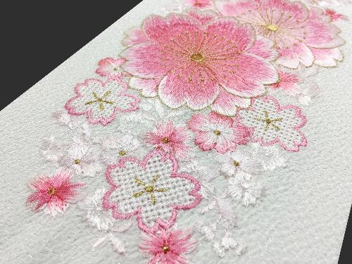 刺繍［白］大桜柄半衿の画像