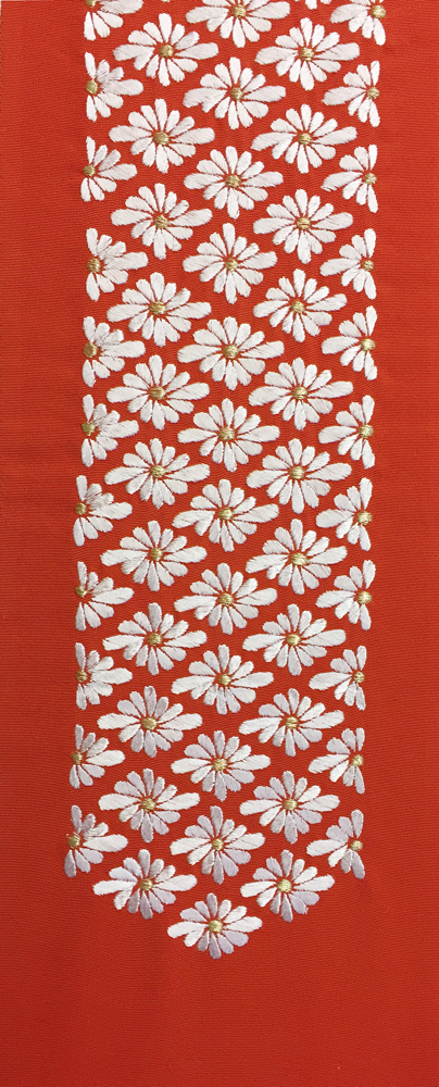 刺繍［朱赤］花菱柄半衿の画像