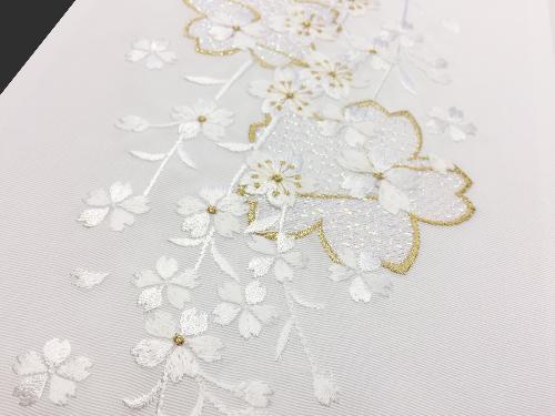 刺繍［白・パール］しだれ桜柄半衿の画像