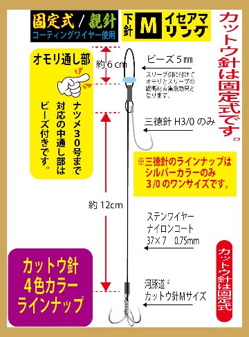 河豚道　虎河豚替針WN　固定式/親針3/0/トリプルM　ブラック　１組入の画像