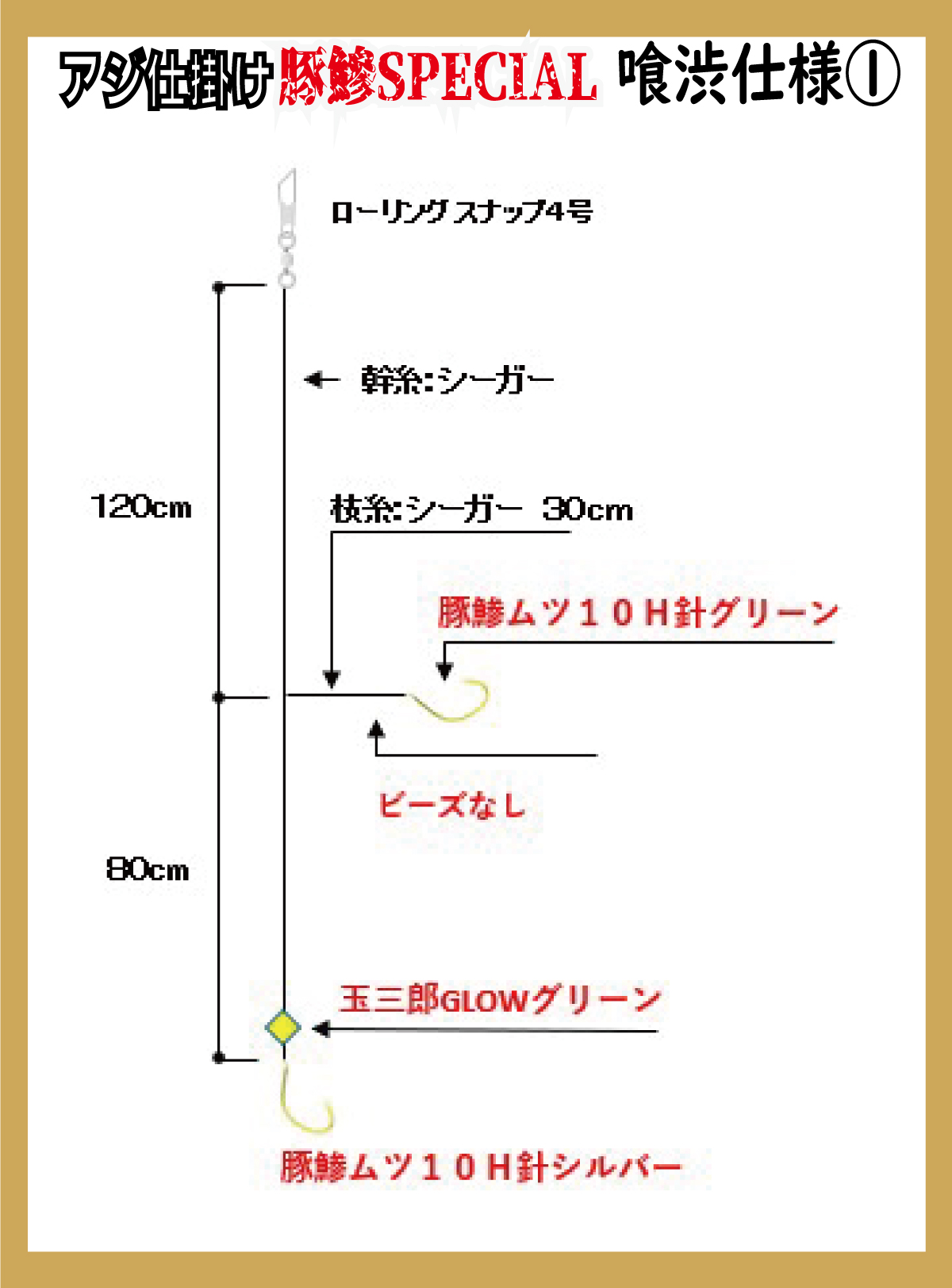 JOKERアジ仕掛け豚鰺SPECIAL　喰渋用-1　2本針2組入FC10H-2.0号の画像