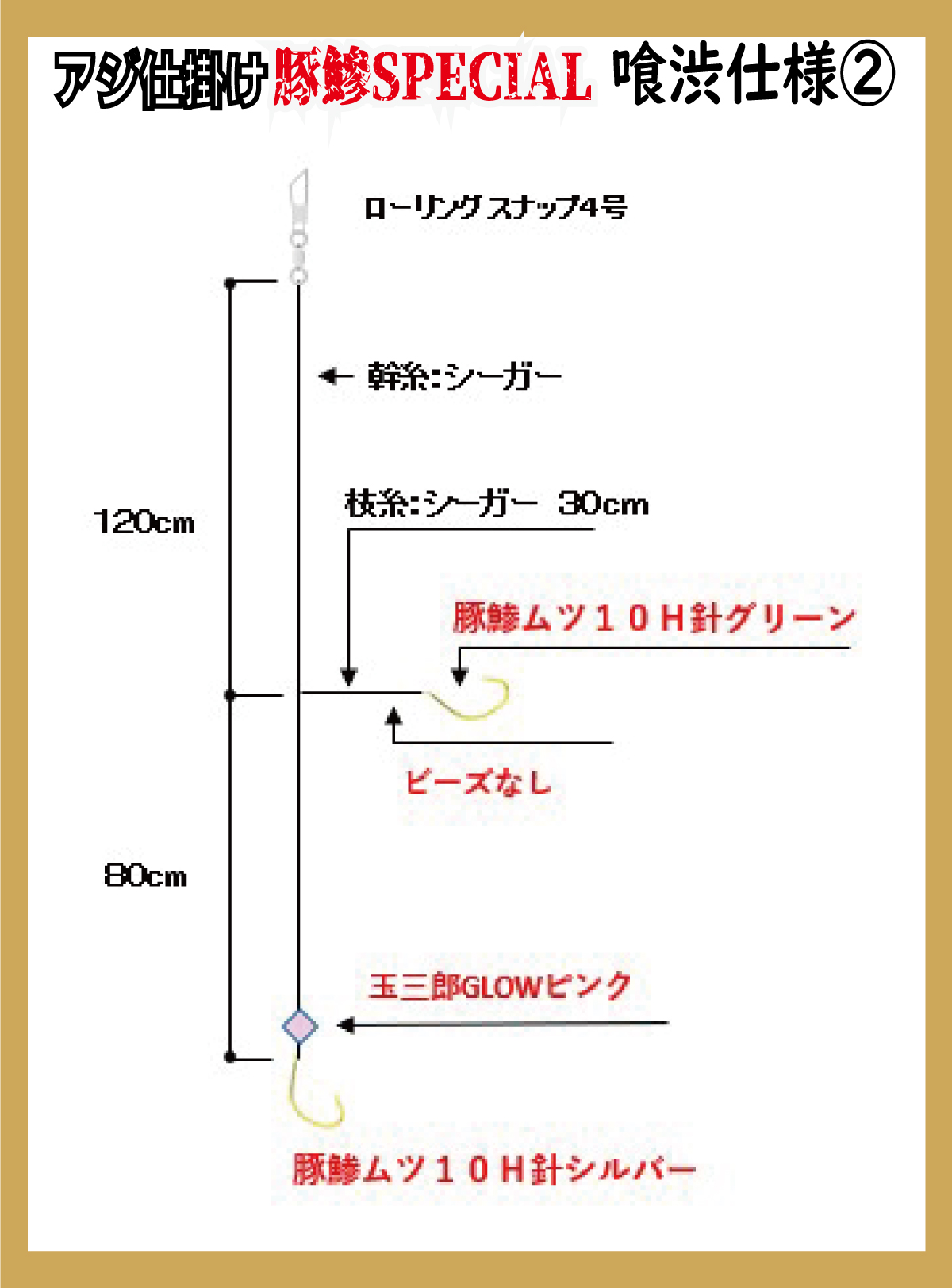JOKERアジ仕掛け豚鰺SPECIAL　喰渋用-2　2本針2組入FC10H-1.7号の画像