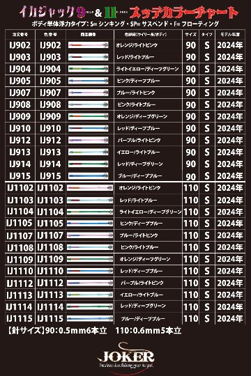 【24年NEW】IJ１１０６　JOKER　イカジャック１１WH　タイプ２　４本入　ミックスパック画像