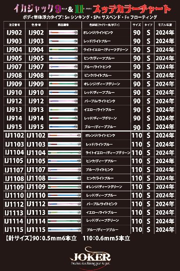 【24年モデル】IJ１１１４　JOKER　イカジャック１１WH　タイプ３　４本入　レッド/ディープグリーンの画像