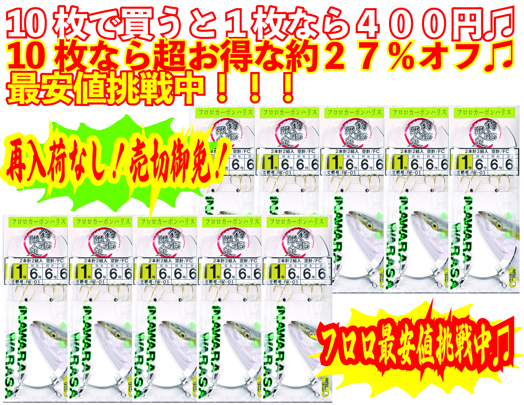 【JOKER推奨品】イナワラ　空針FC　　2本2組　針11号－枝幹6号　６ｍ　の画像