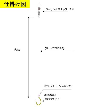 【JOKER推奨品】ワラサ　空針FC　　１本2組　針11号－枝幹8号　６ｍ　の画像