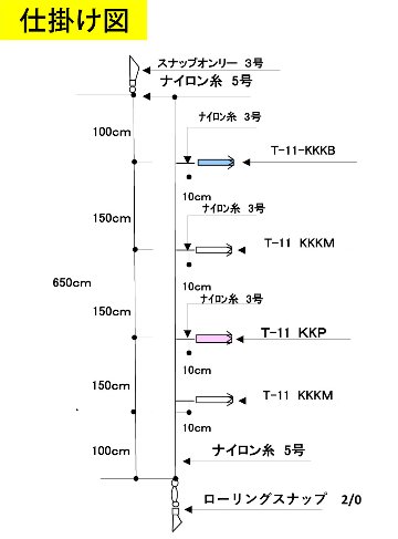 【JOKER推奨品】ヤリイカサビキT11-1　4本角　枝糸3号幹糸5号　連結可能【再入荷なし】の画像