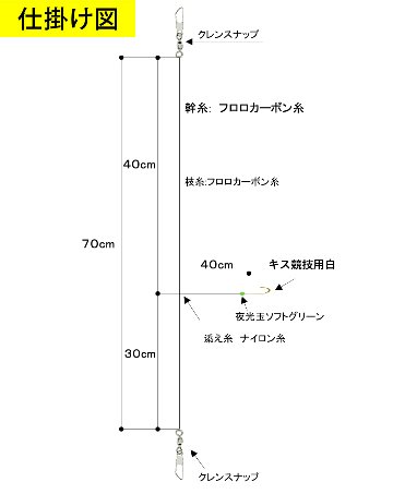 【JOKER推奨品】釣船キス胴突FC　1本針2組白競技用８-1.2-２　70ｃｍの画像