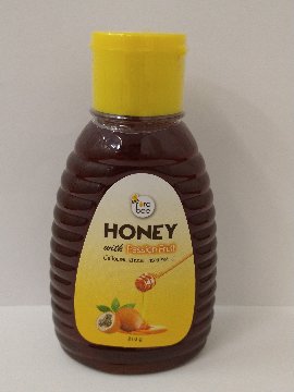 『パッションフルーツ蜂蜜 210g』 　ワッフルに、バニラアイスクリームにかけて下さい　天然蜂蜜にパッションフルーツの果汁入り　日本初輸入！画像