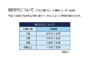 刻印注文（アルミ製プレート専用 レーザー彫刻）の画像