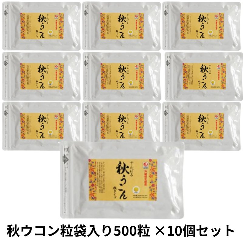 秋ウコン粒袋入り500粒×10個セット アクアグリーン沖縄 秋ウコン 粒 錠剤 サプリメント サプリの画像