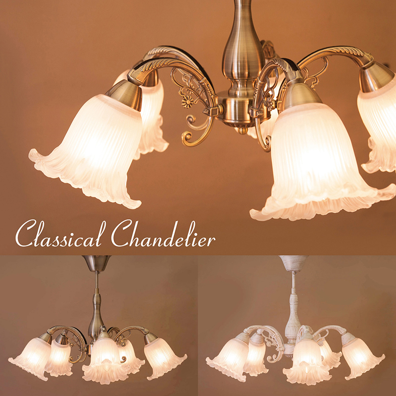 クラシックなシャンデリア照明☆LED５灯電球対応の画像