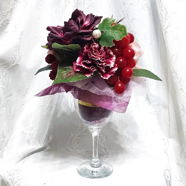 造花・アートフラワー　パフェアレンジ（葡萄）の画像