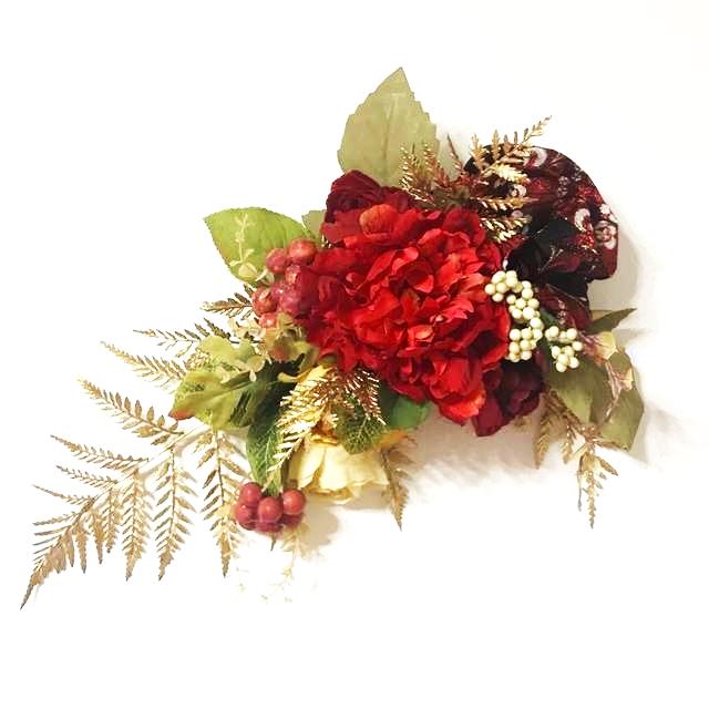 造花・アートフラワー　赤薔薇のガーランドの画像