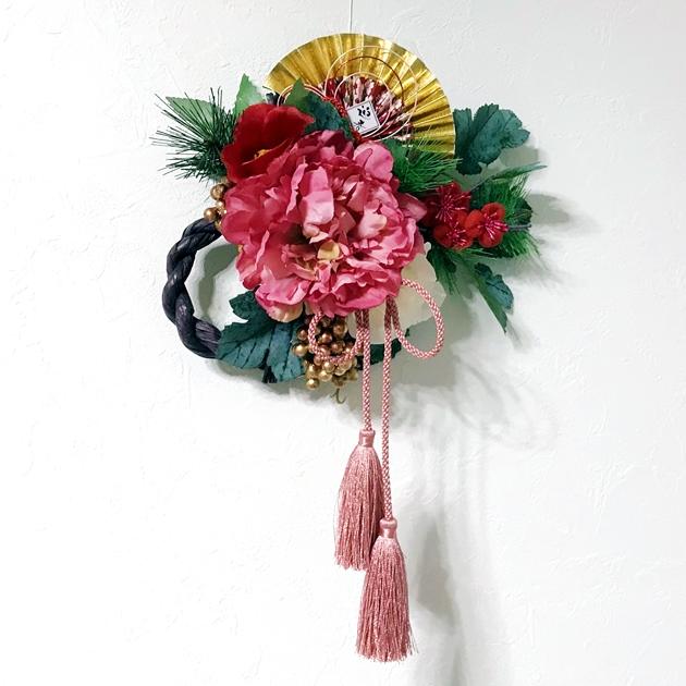 造花・アートフラワー　お正月のしめ縄飾り（ピンク）の画像