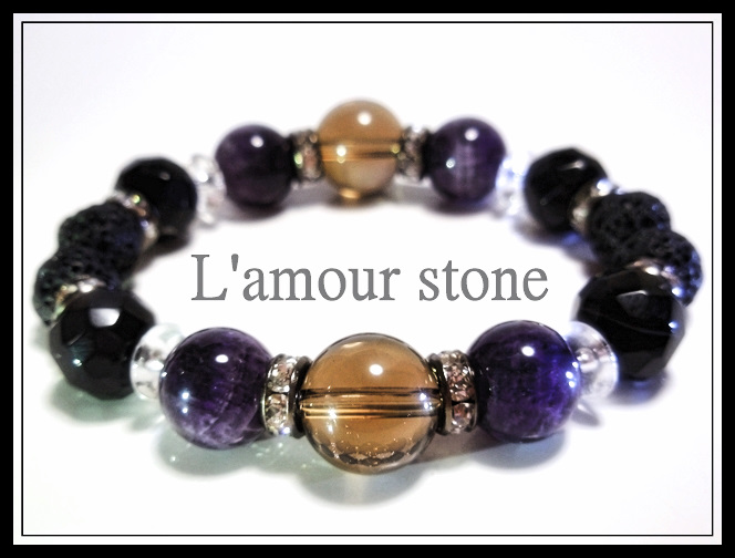 スモーキークオーツ＆ストライプアメジスト✧メンズブレスの画像