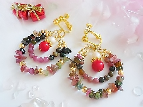 宝石質Wトルマリンイヤリングの画像