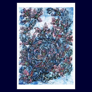「 AQUA FLOW FLOWER BIRD 」絵画カード画像