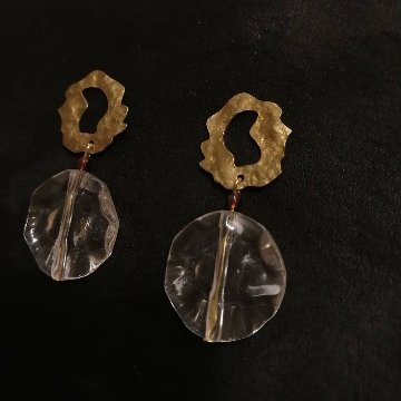 ＜受注製作＞Clear×Brass Vintage pierceの画像