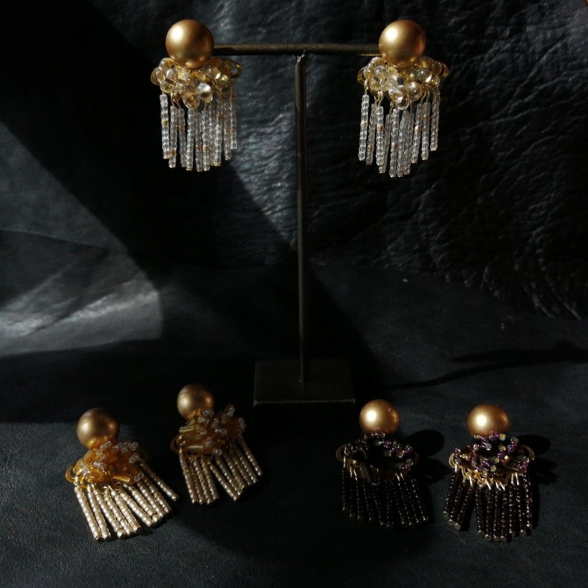 Clear Beads fringe Vintage pierceの画像